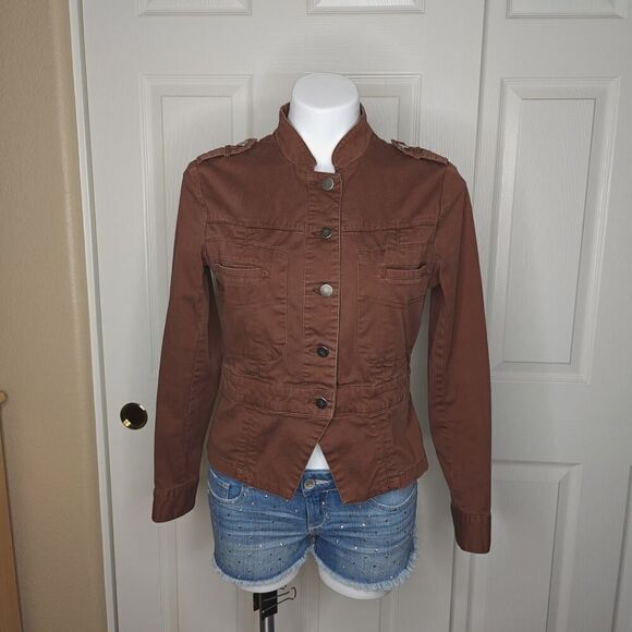 George stretch snap button military jacket sz 8 - Picture 1 of 6